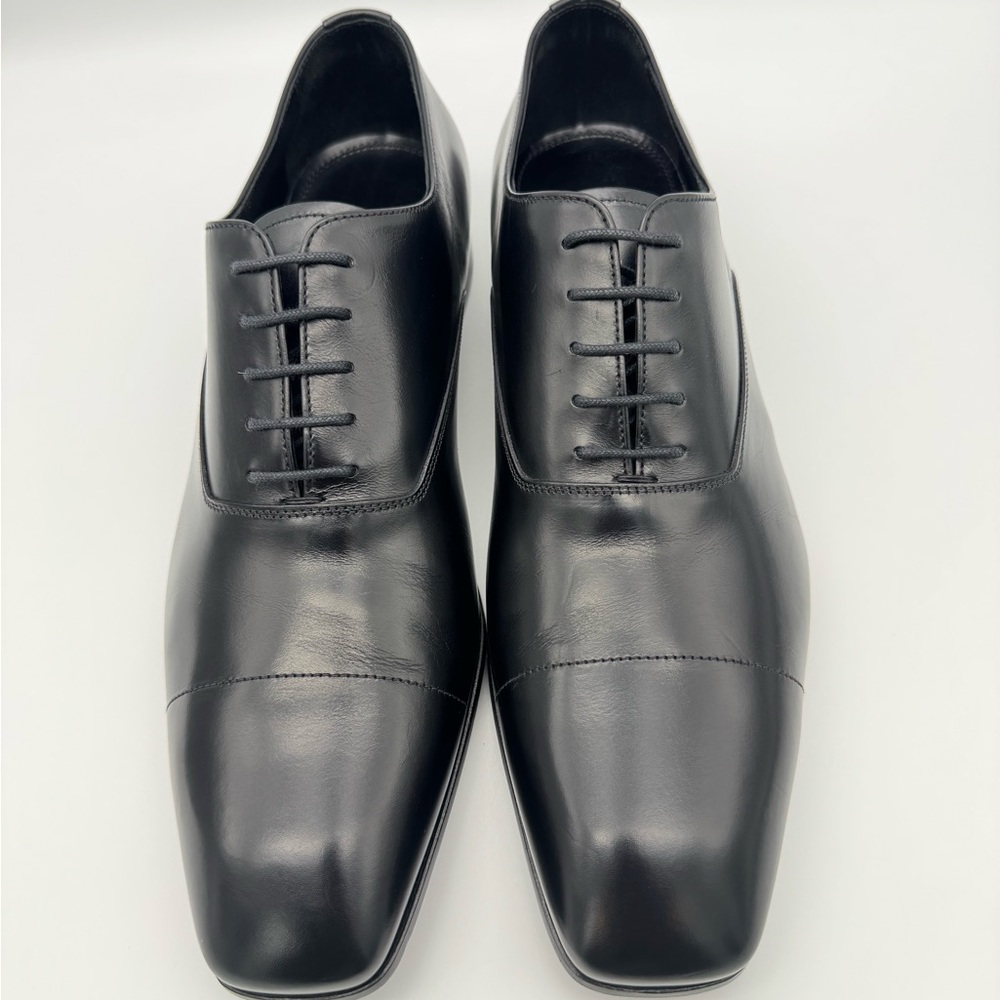 PRADA Black Leather Square Toe Lace Up Shoes UK 8.5 / US 9.5 - Picture 4 of 12